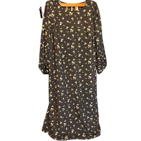 H&M Blue and Yellow Long Flower Print dress Size XL - Picture 6 of 9